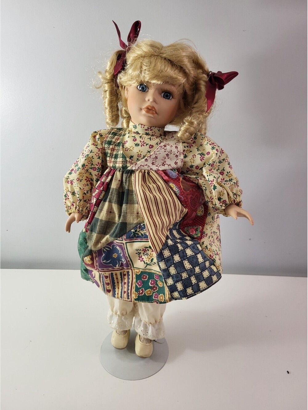Collectors Choice Porcelain Doll Collectable 16 inches Curly Blonde Blue Eyes